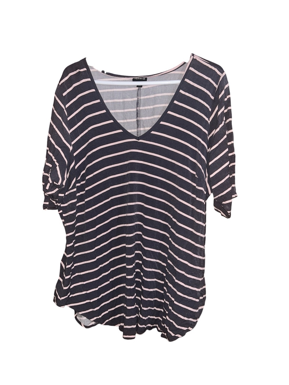 Torrid Slate Gray & Pink Stripe Stretch Challis Favorite Tunic Tee Size 3